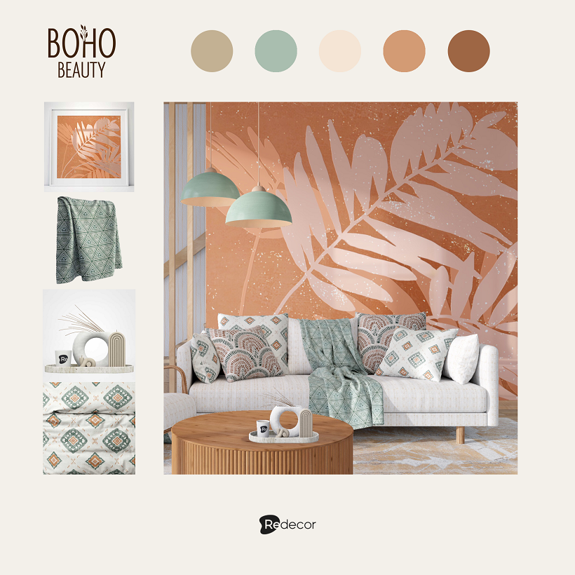 a boho styled living room for redecor's boho beauty season