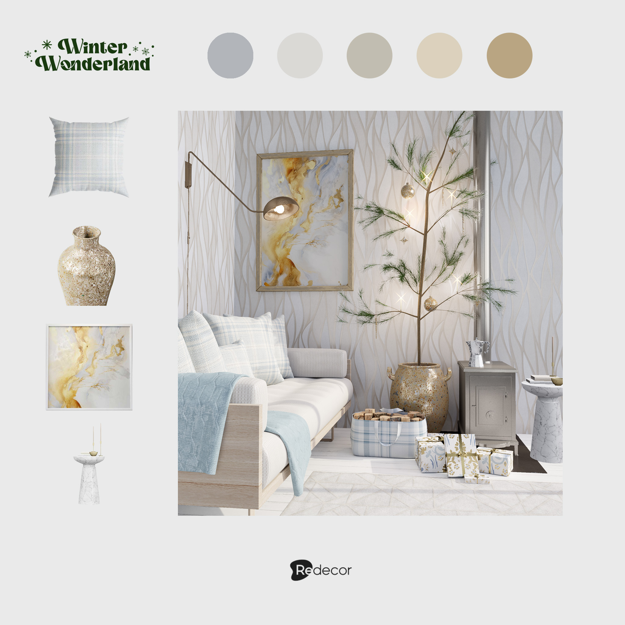 a page out of the redecor inspiration catalog of a living room in the winter wonderland style