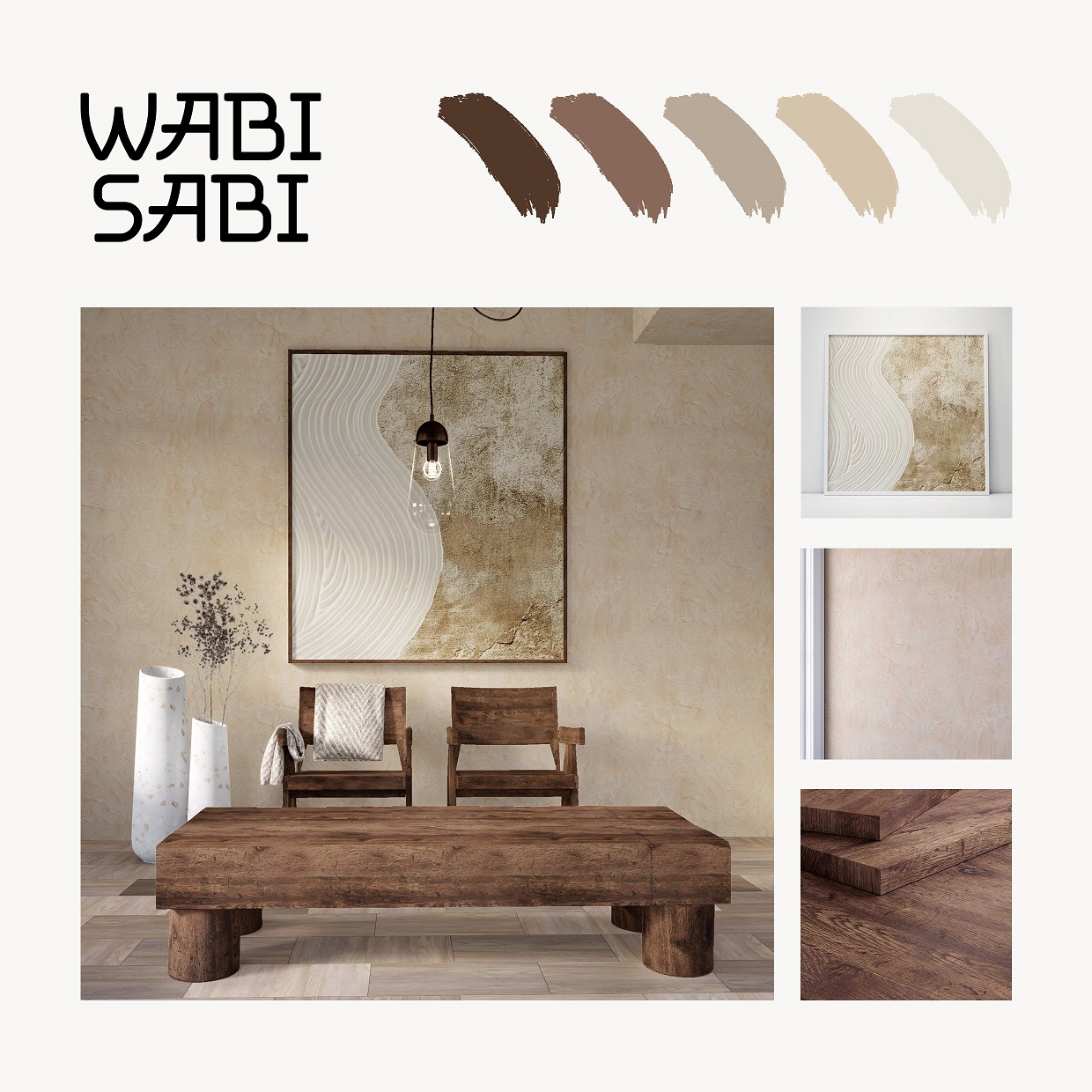 a living room design inspired by the wabi sabi style