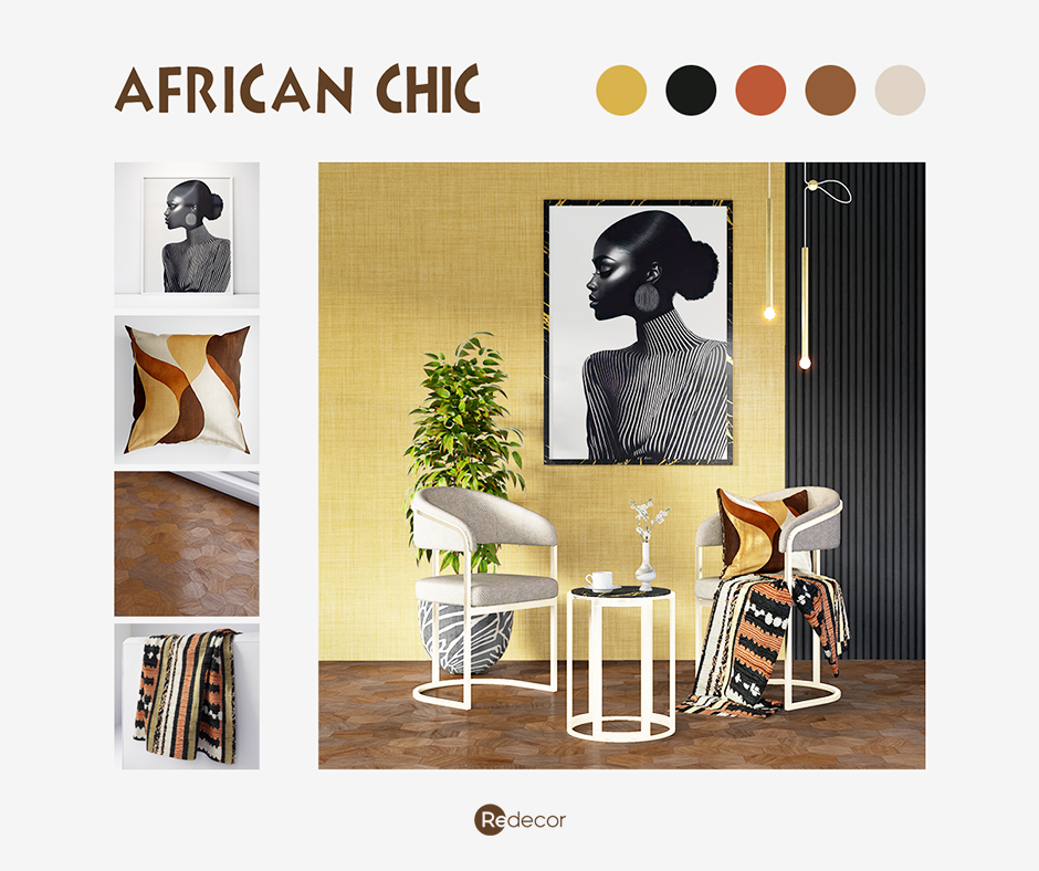 a dining room in the african chic style