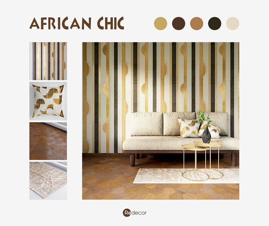 living room with fun walls for the african season