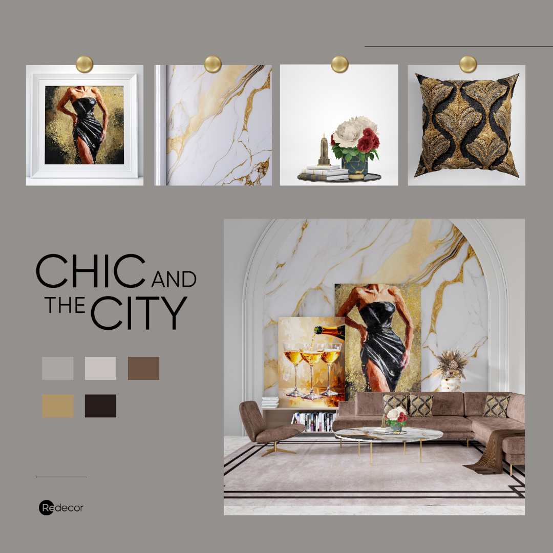 living room in modern glam