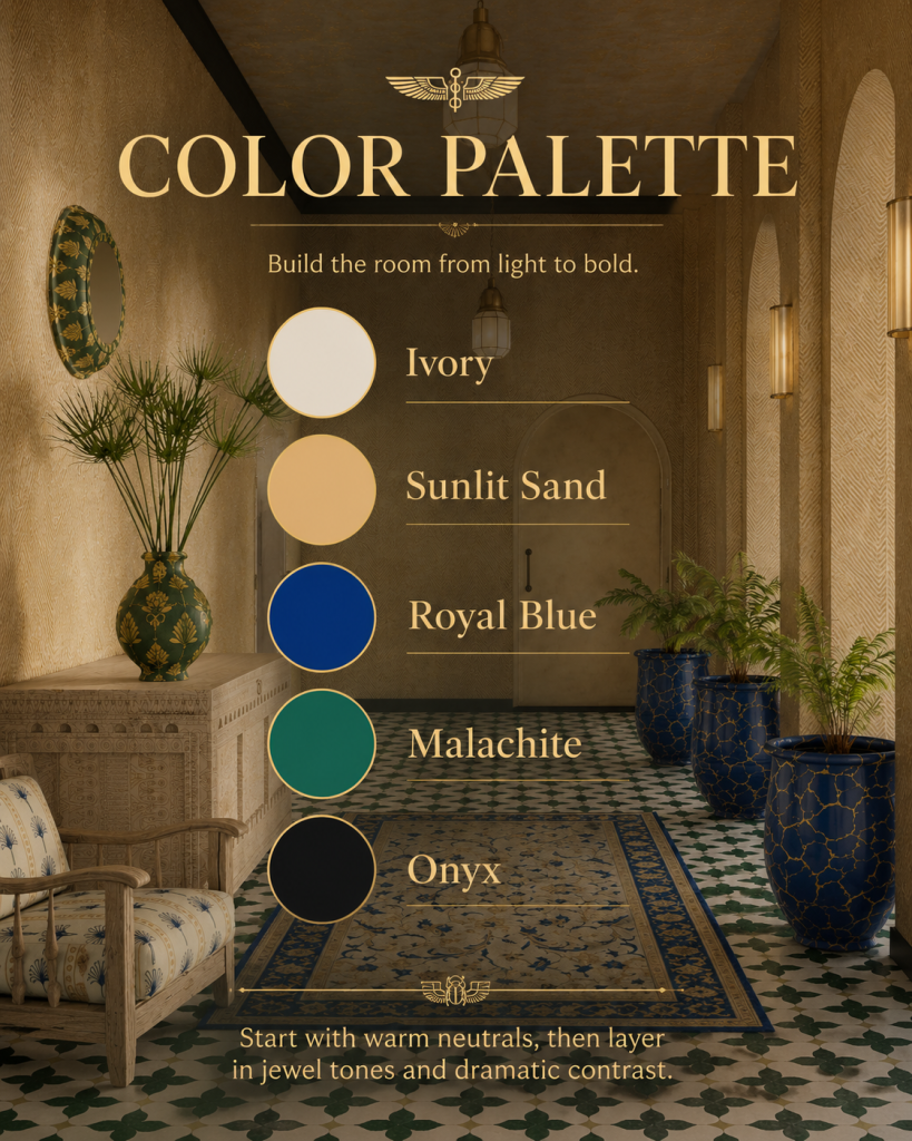 the right color palette for the modery egyptian glam season in redecor