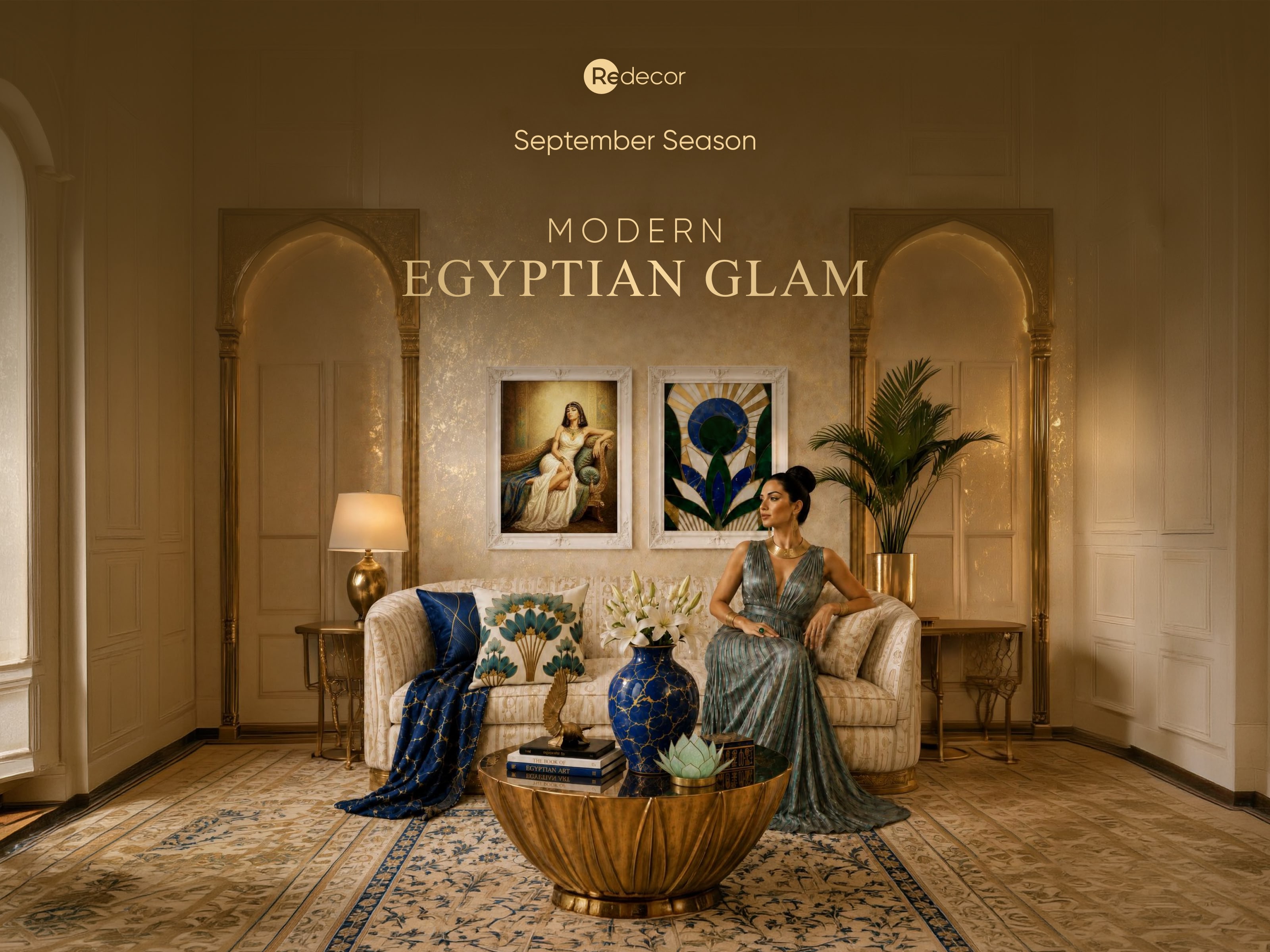The desktop view of the season's splashscreen for modern egyptian glam